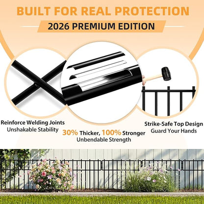 HIHADUUM 27.07ft Animal Barrier Fence - Garden Fence Animal Barrier 1.2" Gap & 3.75mm Thick Steel No Dig Fence Panels for Barrier, Dog Fence Outdoor for Yard, Garden Fencing and Garden Edging Border