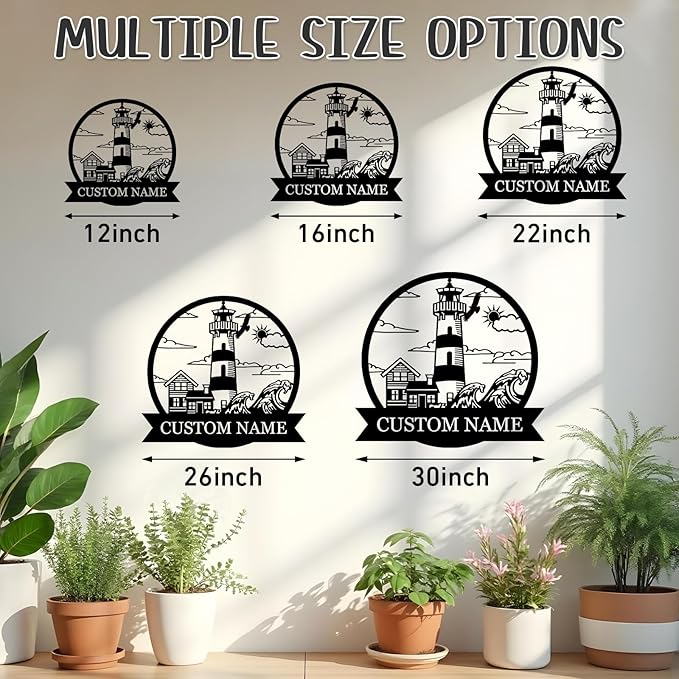 Personalized Metal Sign, Nautical Outdoor Decor, Lighthouse Beach Sign, Cabin Wall Art, Sailing Gift, Home Decor