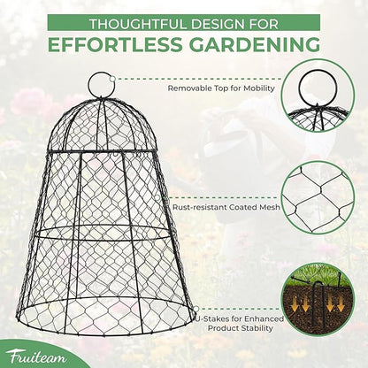 FRUITEAM 12Pcs Wire Plant Covers, 13×15.74in Large Plant Protectors from Animals, Chicken Wire Cloche Plant Cages for Outdoor Plants, Vegetables