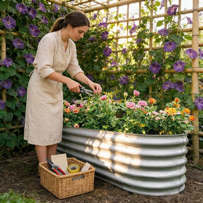 Gardmax Galvanized Raised Garden Bed, Lightweight Planter Boxes Outdoor with Easy Assembly, Large Garden Bed for Vegetables, Fruits, Flower Silver 8x2x1.5 FT