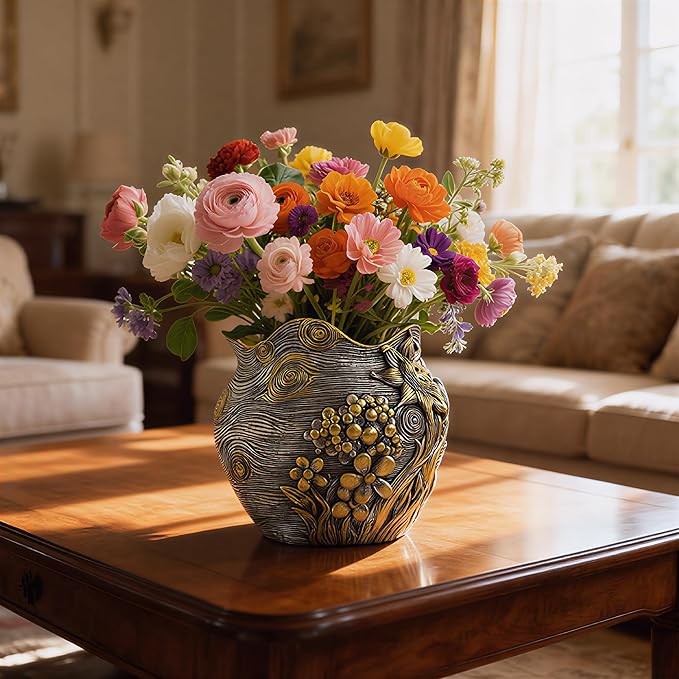 Sunflower Starry Sky Plant Pots-Cute Unique Flower Pots with Drainage Hole, Resin Planters for Indoor Outdoor Succulent Planter, Plant Gifts for Mother's Day, Birthday, Christmas