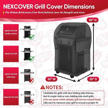 NEXCOVER Grill Cover, 30 Inch Waterproof BBQ Cover, 600D Heavy Duty Gas Grill Cover, Fade Resistant, Weather Resistant, Rip Resistant Barbecue Cover for Weber,Brinkmann, Char Broil, Holland, Jenn Air