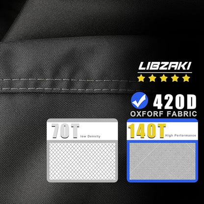 LIBZAKI Grill Cover 420D Waterproof, Weather Resistant, Rip-Proof, Anti-UV, Fade Resistant,Gas Grill Cover for Weber,Char Broil,Nexgrill Grills, etc.72 inches-Black