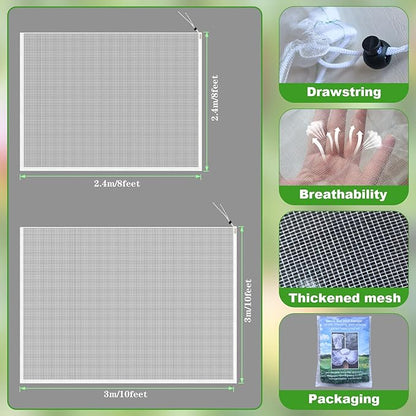 Large Fruit Tree Netting, 2 Pack 8x8Ft Garden Netting Pest Barrier Mesh Covers Bags with Zipper and Drawstring Insect Bird Cover Netting Plant Protection Covers for Vegetables Bushes