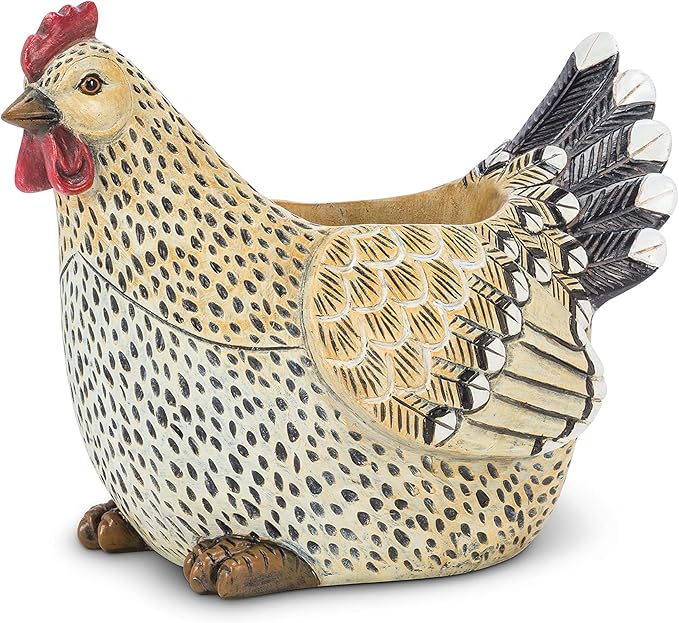 Abbott Collection Rooster Planter, Beige & Black (9 in)
