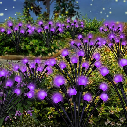 Kohlrabi Solar Garden Lights Outdoor, 4 Pack 32 LED Solar Purple Firefly Lights Waterproof, Sway by Wind, Halloween Swaying Light for Yard Patio Backyard Garden Planter Flower Bed Pathway Decoration