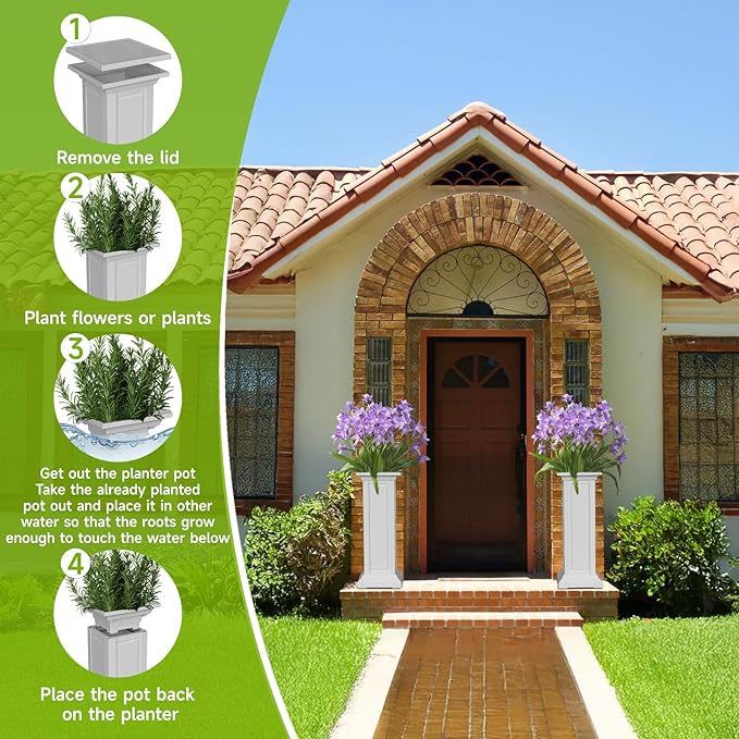 Vixzen Raised Garden Bed Outdoor,Reinforced Large Planter Box,Resin Planter Bed Box for Backyard, Patio, Balcony(Ashen 13.98 * 13.98 * 36.02)