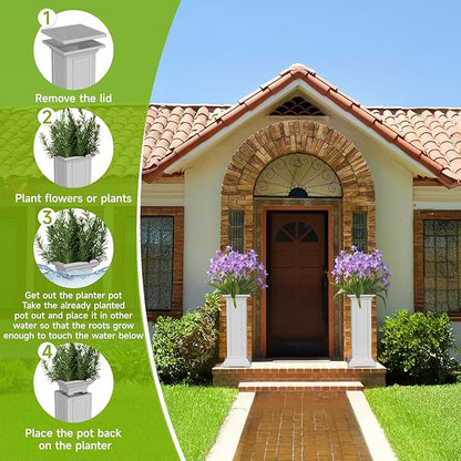 Vixzen Raised Garden Bed Outdoor,Reinforced Large Planter Box,Resin Planter Bed Box for Backyard, Patio, Balcony(Ashen 13.98 * 13.98 * 36.02)