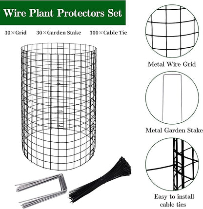 Adnee 10 Packs Wire Plant Protector from Animals - 20" H X 12" D Metal Mesh Plant Cage Covers - Sturdy Garden Bunny Barricades Chicken Wire Cloche for Plants Shrubs Vegetables Flowers