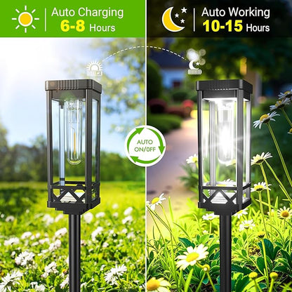 KOOPER Taller Solar Pathway Lights Outdoor, 12 Pack Upgraded Brighter Solar Garden Lights Solar Powered, Up to 15 Hours Outdoor Solar Lights for Yard Landscape Path Walkway Driveway （Cool White）