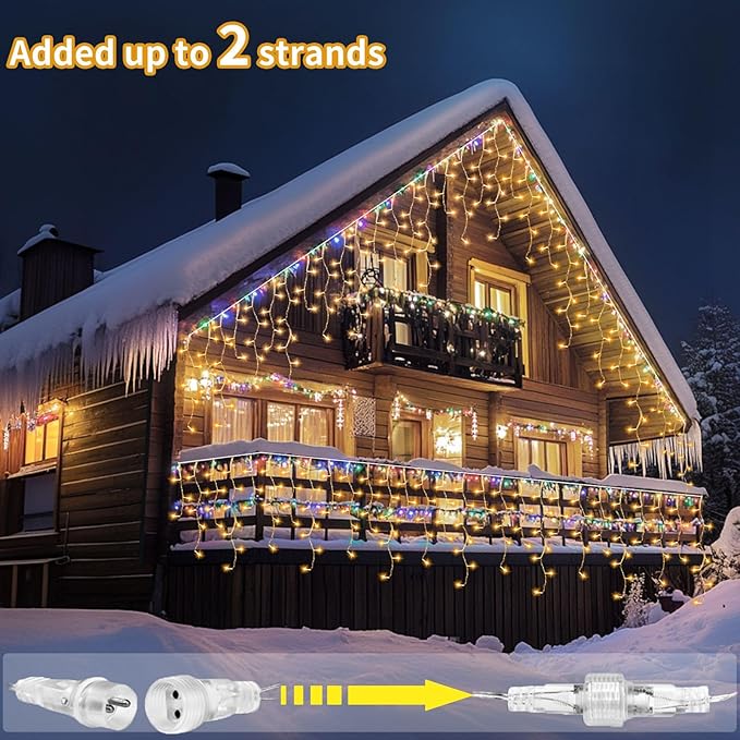 Solar Icicle Lights Outdoor Waterproof - 82Ft 660LED Solar Powered Icicle Christmas Lights for Outside with Remote, Warm White LED Icicle String Lights Great for Wedding Party Porch Yard Decor