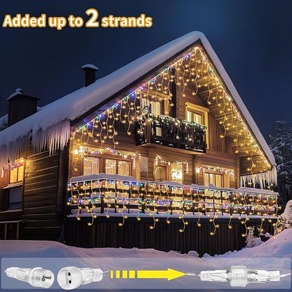 Solar Icicle Lights Outdoor Waterproof - 82Ft 660LED Solar Powered Icicle Christmas Lights for Outside with Remote, Warm White LED Icicle String Lights Great for Wedding Party Porch Yard Decor