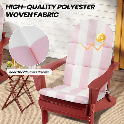 Crestlive 50x19.6 Inch Adirondack Chair Cushion Set of 2, Water Repellent, Fade Resistant, High Back Outdoor Rocking Chair Cushion for Patio, Pink Stripe