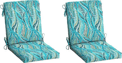 Arden Outdoor Dining Chair Cushion, 2 Pack, 20 x 20, Rain-Proof, Fade Resistant, Teal Ariel