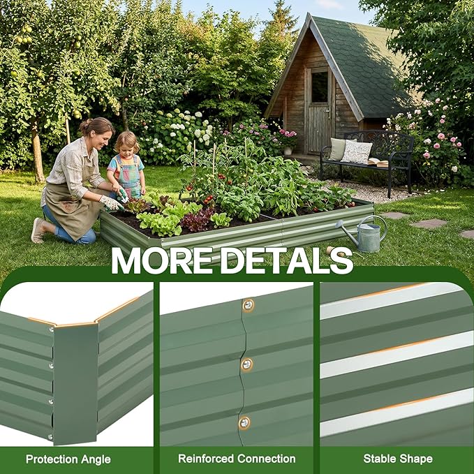 Aoodor 4 x 2 x 1 ft Raised Garden Bed for Patio Garden Lawn, Bed Only, Set of 2