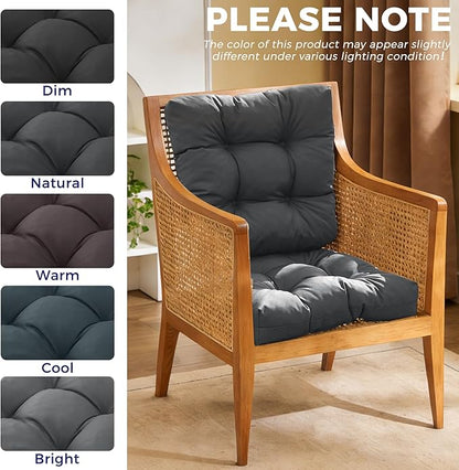 IASEAHK Outdoor Chair Cushions Set of 2, 17" x 17" x 4", Waterproof Outdoor Seat Cushions for Patio Furniture, Fade-Resistant Patio Chair Cushion, Dining Wicker Chair Pads for Porch Garden, Dark Grey