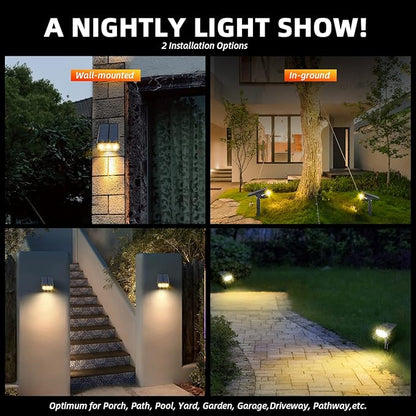 LEREKAM 3 Brightness Modes Solar Outdoor Lights, 360 Degree Adjustable Lighting Angle with 40 LED's, Spotlights Outdoor Waterproof Auto On or Off Solar Garden Lights 8 Pack
