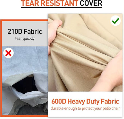 Arcedo Outdoor High Back Chair Covers Waterproof, Heavy Duty Stackable Dining Swivel Chair Covers, All Weather Resistant Patio Furniture Cover, 29”W x 30”D x 42”H, 2 Pack, Beige & Brown