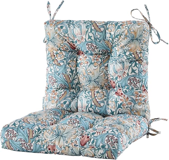ARTPLAN Seat/Back Outdoor Chair Cushion,Set of 4 Patio Chair Cushion with Tie,Tufted Replacement for Patio Furniture,40x20x4 Inches,4 Count,Floral
