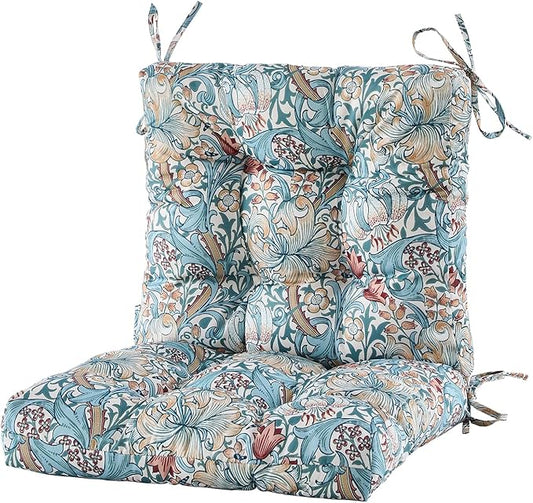 ARTPLAN Seat/Back Outdoor Chair Cushion,Set of 4 Patio Chair Cushion with Tie,Tufted Replacement for Patio Furniture,40x20x4 Inches,4 Count,Floral