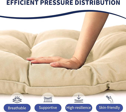 IPYNBAP Outdoor Bench Cushion, 59x18x5 Inch, Waterproof Bench Cushion for Outdoor/Indoor Furniture, Tufted Patio Bench Seat Cushion, Fade Resistant Outdoor Cushions for Porch Swing Couch, Beige