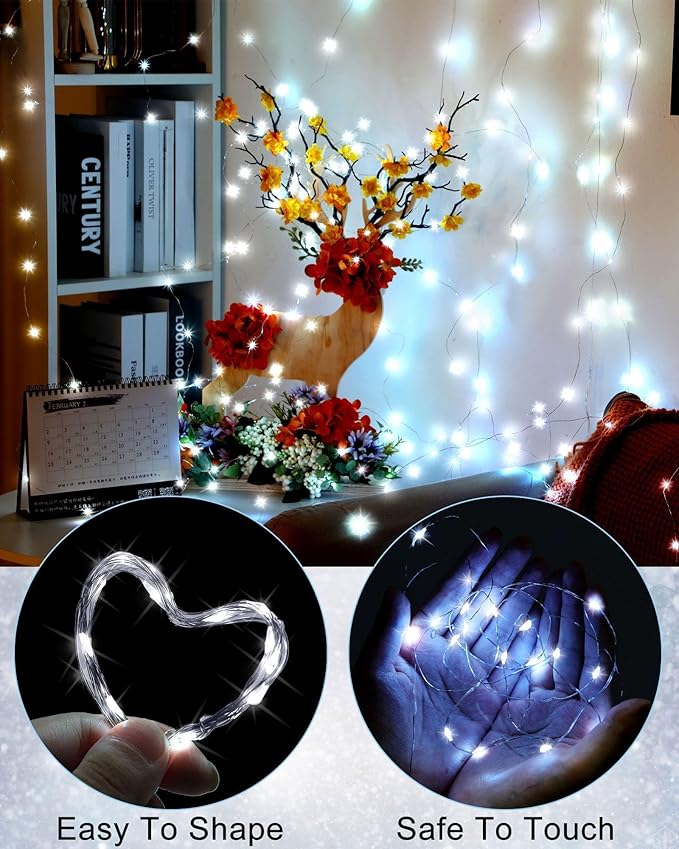 Treela 8 Pack Solar String Lights Outdoor Waterproof Each 240 Led 78ft Solar Fairy Lights Outdoor 8 Mode Led Tree Waterproof Copper Wire Garden Yard(Cool White)