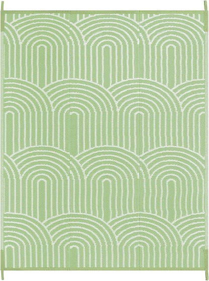 Anidaroel Rainbow Patio Rugs Outdoor 8’X10’ Waterproof, Reversible Camping Rug for Outside RV, Portable Plastic Straw Outdoor Area Rug for Backyard, Garden, Pool Deck (Green, 8‘X10')