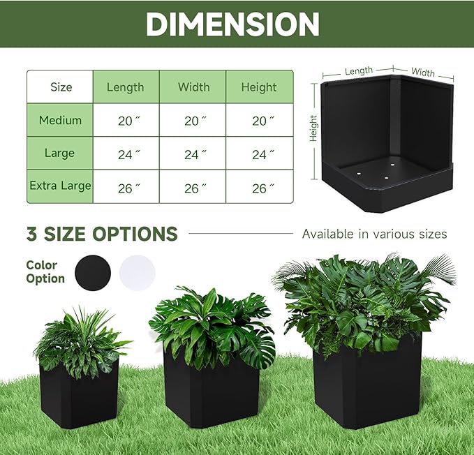 Steel Planter Box-24"x24"x24"-Large Square Planter Box-Outdoor Indoor-Cube Steel Planter Heavy Duty Black Metal Planter Box Commercial Residential for Home Garden Porch Hotel Patio