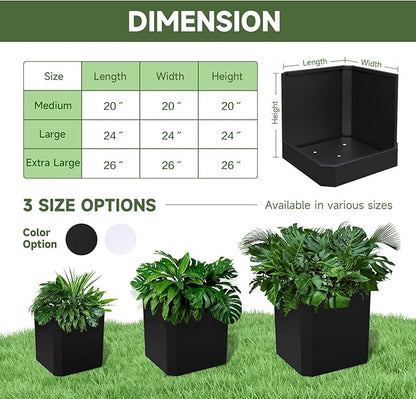 Steel Planter Box-24"x24"x24"-Large Square Planter Box-Outdoor Indoor-Cube Steel Planter Heavy Duty Black Metal Planter Box Commercial Residential for Home Garden Porch Hotel Patio