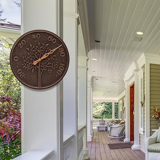 Whitehall Products 10440 Tree of Life 16 inch Indoor Outdoor Wall Thermometer in Oil Rubbed Bronze