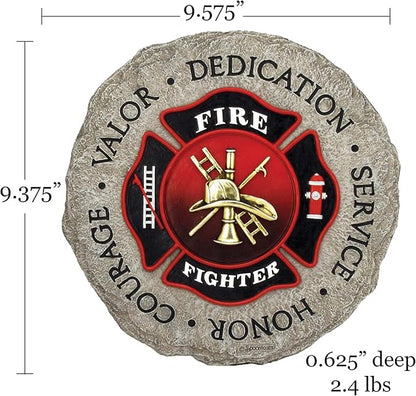 Spoontiques Firefighter Stepping Stone - Garden Décor - Decorative Stone for Patio Home Lawn and Yard
