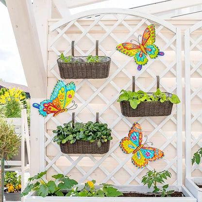 J-Fly Metal Butterfly Wall Decorations Garden Decor Room Decor, Lawn Ornaments Ladybugs Live- 3 Pieces, Outdoor Garden Yard Decor for Home and Office Christmas Decoration Gifts
