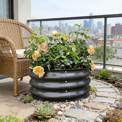 GARDMAX 2 Pack 2x2x1FT Galvanized Round Raised Garden Bed Kit, Metal Planter Boxes Outdoor with Easy Assembly, Large Garden Bed for Vegetables, Fruits, Flower, Herbs Dark Gray