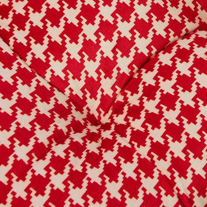 2-Pack Outdoor/Indoor Wicker Patio Seat Cushion Pad with Ties - Dining Chair Cushion, 17" x 17" (Red Houndstooth)