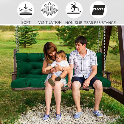 Replacement Cushions for Swing, Swing Cushions 3 Seater Replacement, Waterproof Thicken Washable Pad Cushion for Outdoor Indoor Furniture Swing Patio (Dark Green, 40x71 inch)