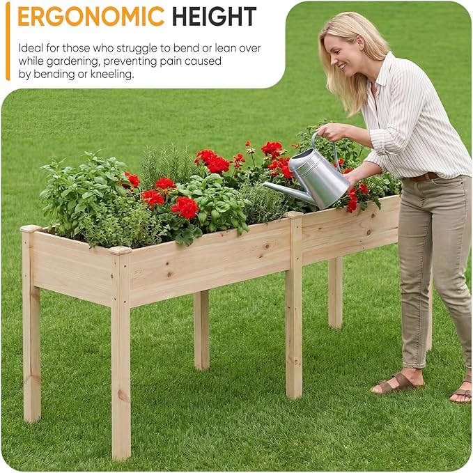 NEWBULIG Raised Garden Bed with Legs 72x23x30in,Elevated Wood Planter Box Stand for Outdoors Garden Balcony Courtyard, Natural Wood 600 Pound Capacity for Planting Herbs Flowers Vegetables