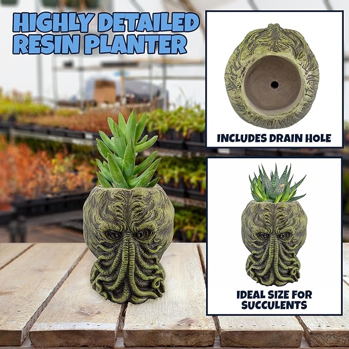 Toy Vault Cthulhu Planter Pot (5-Inch); Mini Monster Resin Planter Inspired by H.P. Lovecraft