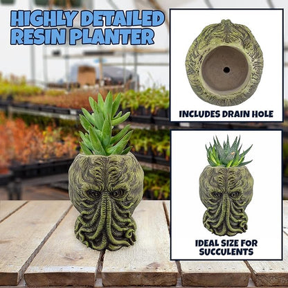Toy Vault Cthulhu Planter Pot (5-Inch); Mini Monster Resin Planter Inspired by H.P. Lovecraft