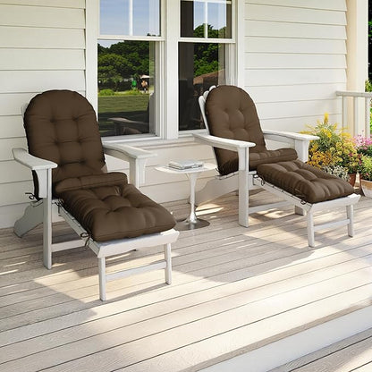 Adirondack Chair Cushion with Ottoman, Folding Adjustable Adirondack Seat Cushions, Waterproof Adirondack Patio Chair Pads for Garden, Deck, or Poolside, Small-Brown-2