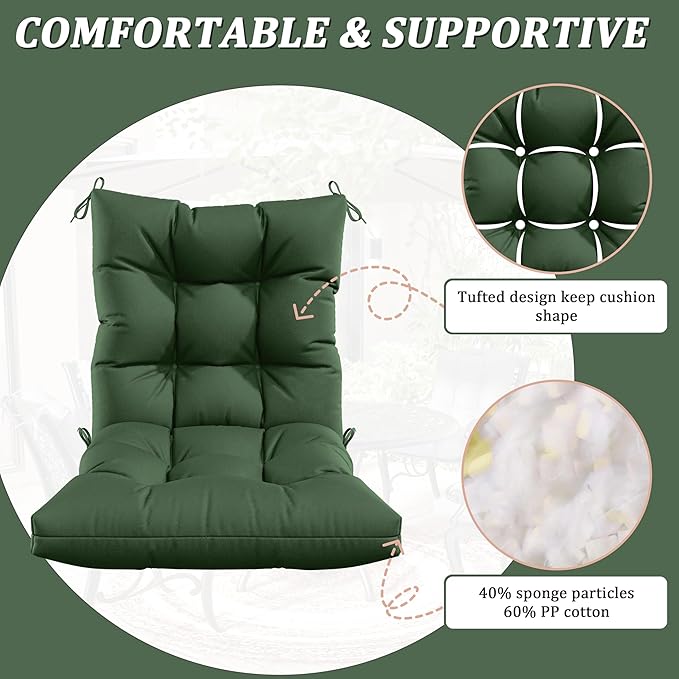Patio Seat&Back Chair Cushions for Outdoor Furniture，Comfortable Cushions for Rocking/Dining/Lawn Chair-Set of 4