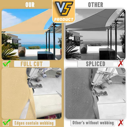LOVE STORY Custom Size 7'x9'x11.4' Sand Sun Shade Sail Right Triangle Sunhsade Fabric Awning Canopy for Patio Backyard Carport Pergola (Customized)