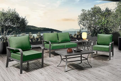 ARTPLAN Olefin 24x24 Deep Seat Patio Cushions for Outdoor Furniture,Extra 6 inch Thick,Back 18"x24",Removable,Replacement,Solid/Floral,Outdoor/Indoor,Invisible Green