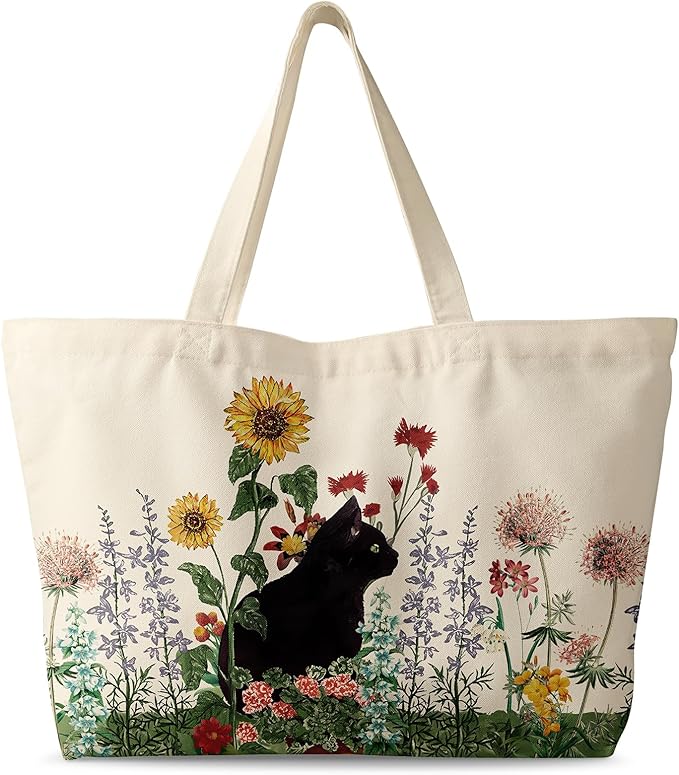 Miss Adola Large Tote Bag for Women - Canvas Tote Bag with Zipper Aesthetic Reusable Shoulder Bag for Gym, Travel, Work