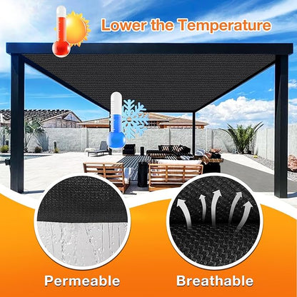 Artpuch Outdoor Pergola Shade Cover 17x21 FT Sun Shade Cloth with Grommets Black 90% UV Protection Canopy Patio Privacy Screen (Customized Available)