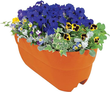 Emsco Group Bloomers Railing Planter with Drainage Holes - 24" Weatherproof Resin Planter - Terra Cotta