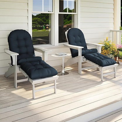 Adirondack Chair Cushion with Ottoman, Folding Adjustable Adirondack Seat Cushions, Waterproof Adirondack Patio Chair Pads for Garden, Deck, or Poolside, Small-Dark Blue-2