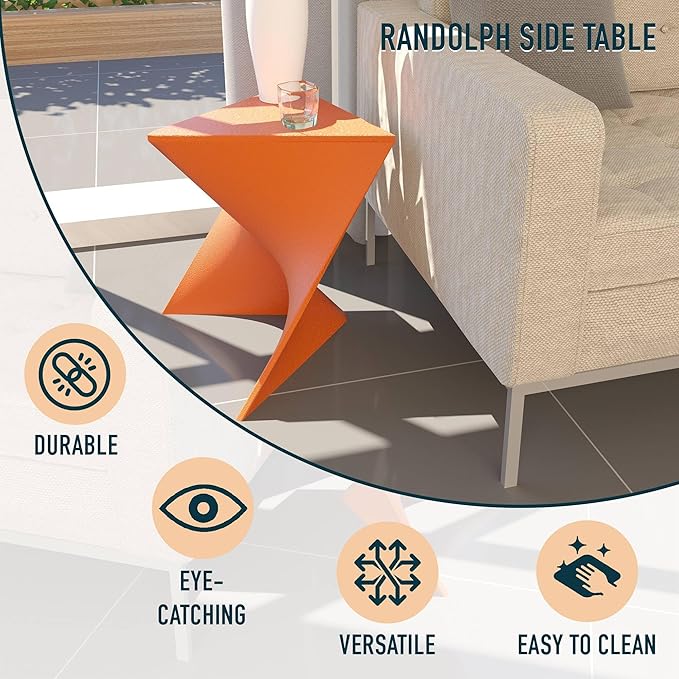 LeisureMod Randolph Modern Vanity Side Table, Orange