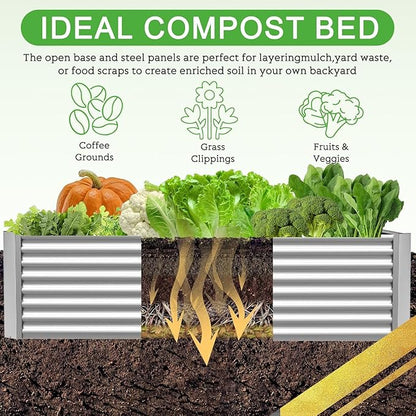 BTDVR 3 Pcs 6×3ft Galvanized Raised Garden Bed Outdoor, Metal Raised Beds for Vegetables, Above Ground Garden Box for Flower, Steel Garden Bed for Gardening