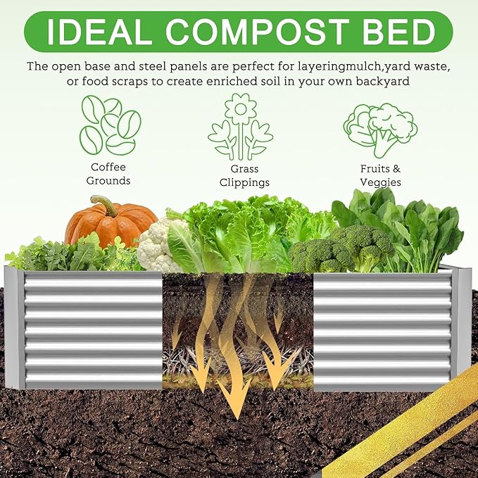 3pcs Galvanized Raised Garden Bed Outdoor,Above Ground Garden Bed for Vegetable,Metal Raised Beds for Flower,Steel Raised Beds for Gardening - 36x18 inch