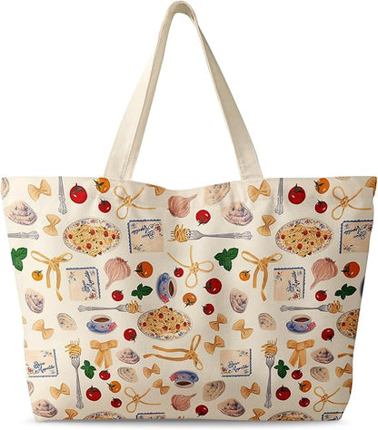 Miss Adola Large Tote Bag for Women - Canvas Tote Bag with Zipper Aesthetic Reusable Shoulder Bag for Gym, Travel, Work